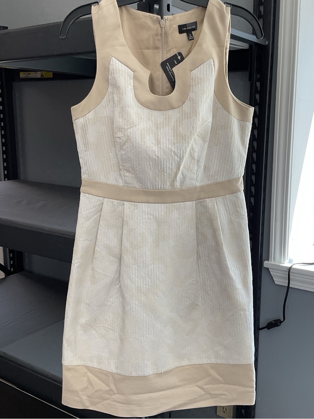 The Limited Cream & Beige Textured Midi Sheath Dress
